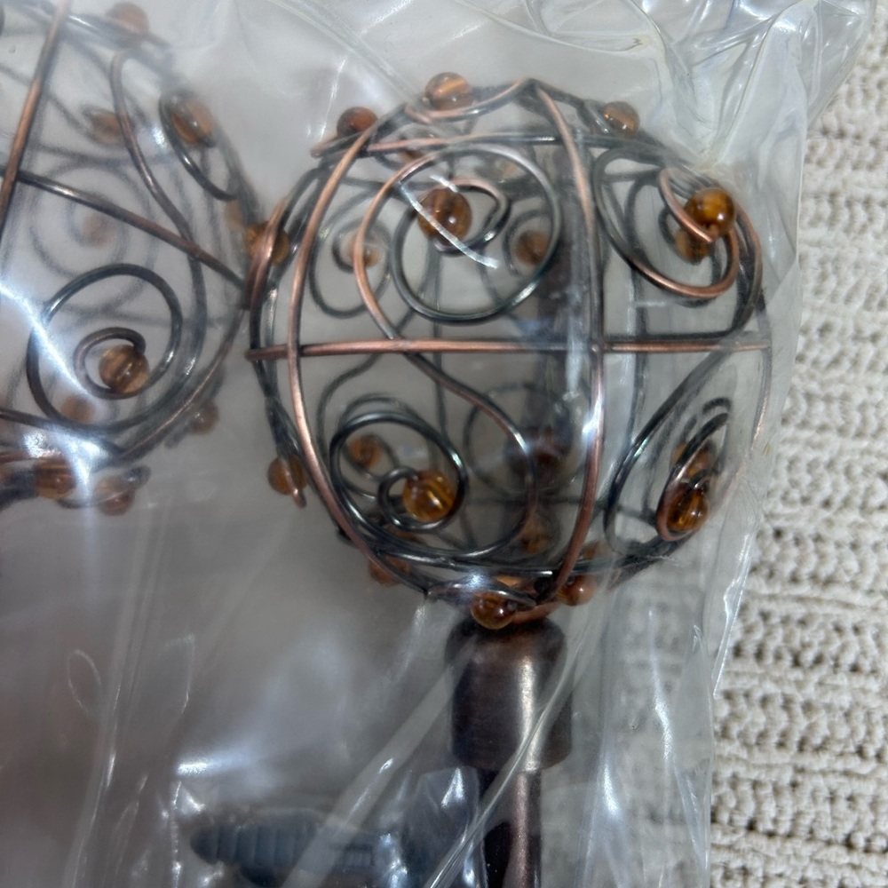 Peri Home Homeworks Collection Bronze Amber Beads Metal Curtain holdbacks (2) - Picture 5 of 9